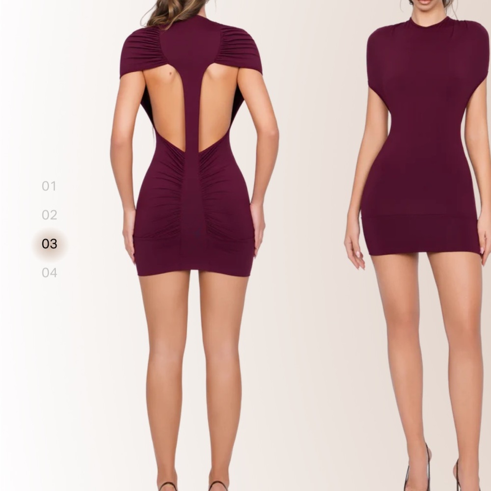 Bodycon Open-Back Mini Dress in Deep Wine